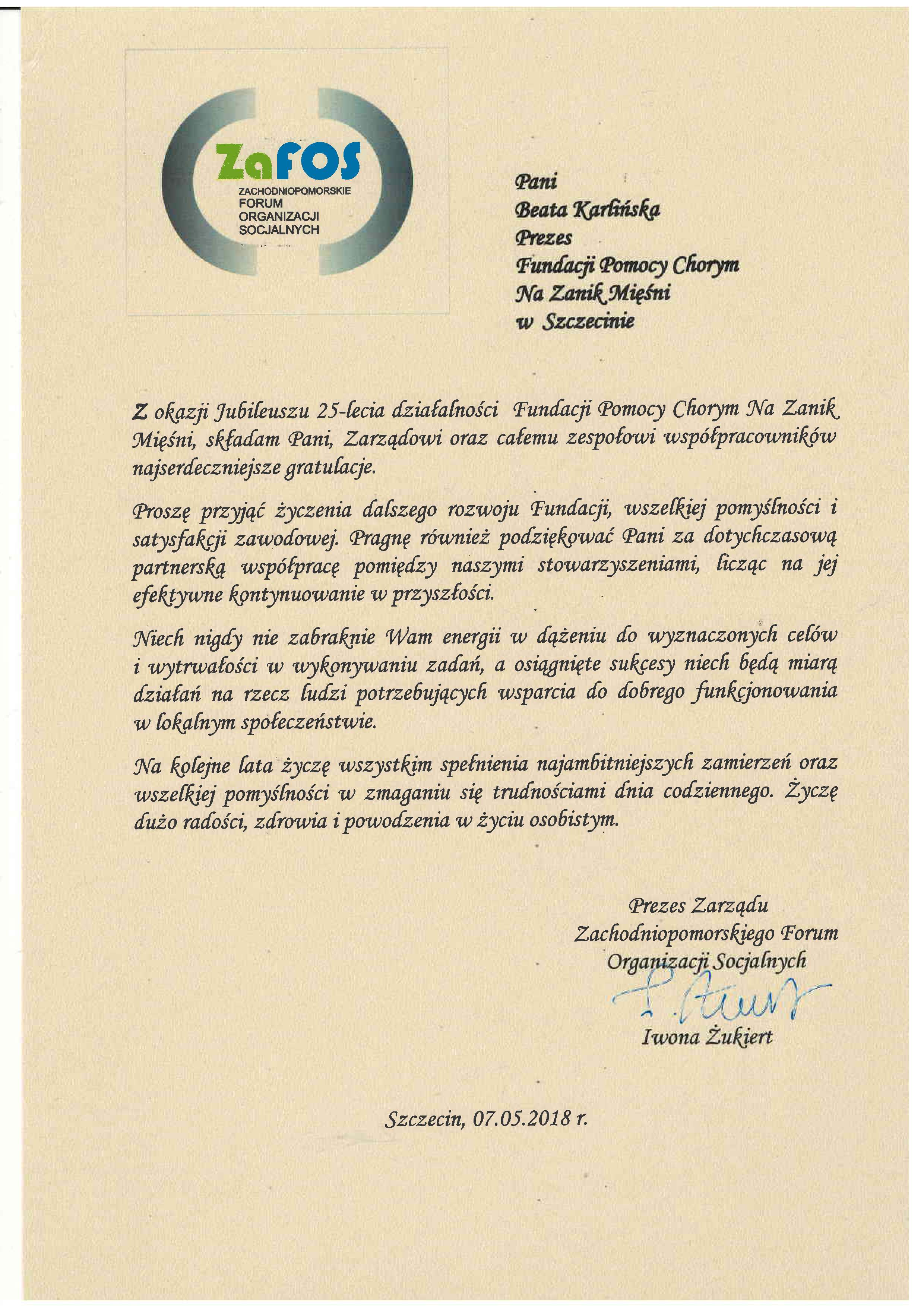 Zafos2018 gratulacje